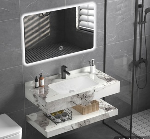 <span class=keywords><strong>Encimera</strong></span> de losa de roca Cerámica debajo del lavabo Baño Mueble de baño montado en la pared - Product Image 4