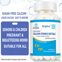 Calcium liquide avec vitamine D en gélules molles, 200 unités, complément alimentaire pour la santé osseuse