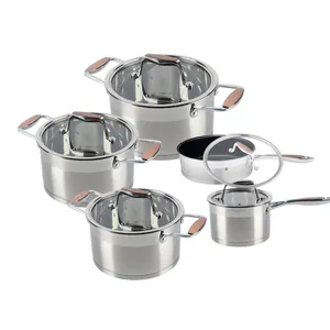 Factory Directly Sale Non Stick Kitchen Wares Set Cooking Utensil Cookware Pans Set Stainless Steel Cookware