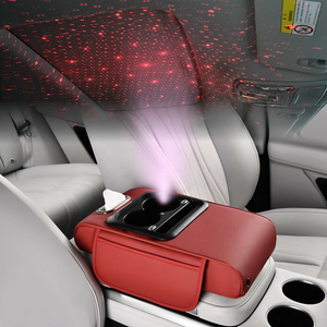 Boîte d'accoudoir avant de voiture en cuir de luxe Marcan avec chargeur multifonctionnel de haute qualité, lumière étoilée, rangement pour cartes/téléphone/gobelets/tissus - Product Image 2