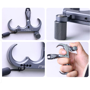 Tiro con arco 3 dedos arco liberación gatillo compuesto arco liberación 360 cabeza de rotación aleación de aluminio pulgar gatillo calibre tiro - Product Image 3