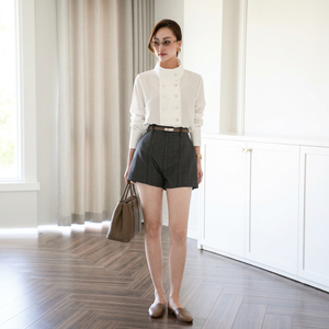 Q8139 Private Label High Waist Striped Culottes Shorts Women <b>Summer</b> Anti-Wrinkle <b>Trousers</b> Supplier - Product Image 1