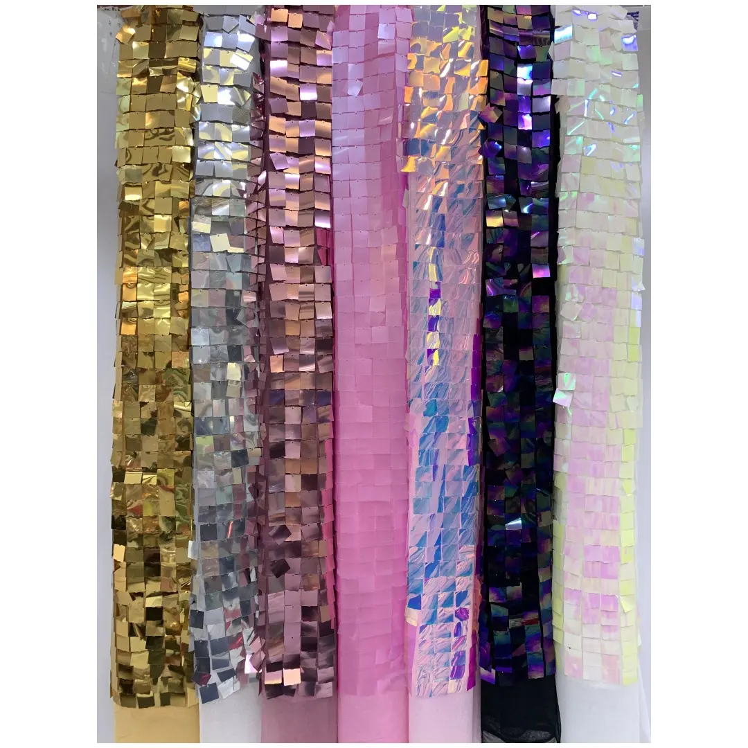 Fashion multi Warna padat persegi SPARKY payet mesh kain bordir payet tulle bahan renda untuk pesta gaun malam