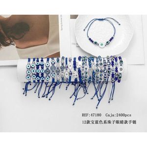 Bracciale con Perline Blu Reale e Occhio di Allah PULSERA-TUBO 12 Stili, Gioielli alla Moda con Ciondolo Occhio di Allah per Donna - Product Image 1
