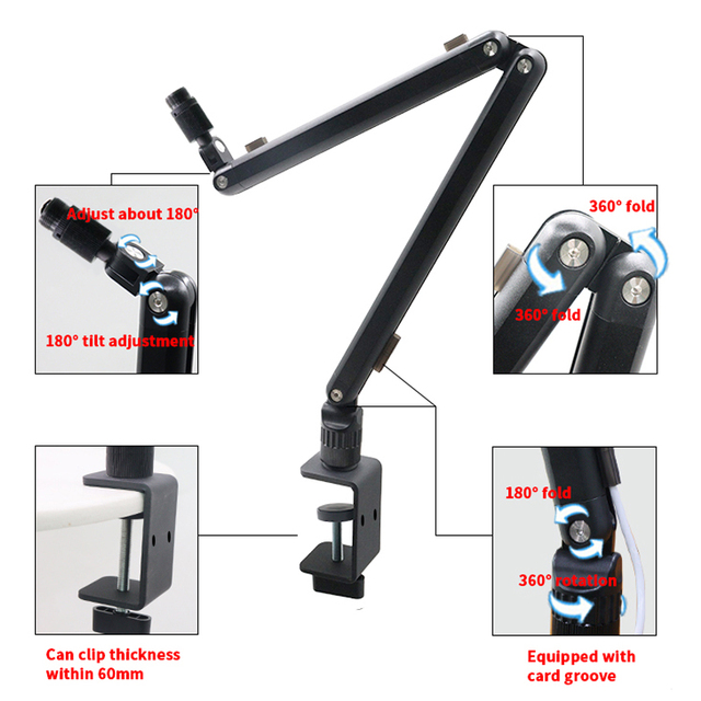 OEM ODM Professional Microphone Stand Boom Arm Mic Stand Adjustable Heavy Duty Studio Mic Holder for Broadcast Recording Studio