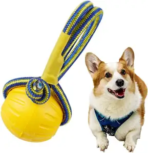 LovePaw EVA Interactive Dog Ball Toy Dog Training Teeth Grinding Bite Resistant Durable Dog Chew Ball With Cotton Rope