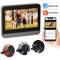 Sonnette Intelligente Tuya WiFi 3PM avec Caméra de Visiteur de Porte et Écran 4,3 Pouces, Détection de Mouvement, Vision Nocturne, Interphone d'Appartement