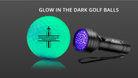 Balle de golf d'entraînement luminescente, phosphorescente, automatique, absorbant la lumière, en deux parties, en surlyn/caoutchouc synthétique