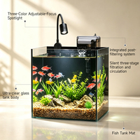Kit d'aquarium de bureau mini intégré en gros pour usine avec filtre, lumière LED, pierres et sable – OEM/ODM petit aquarium