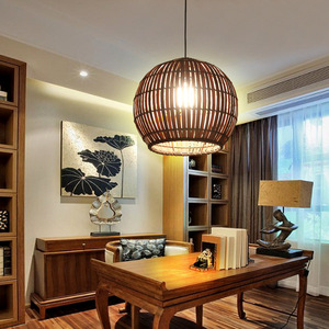 โคมไฟระย้าไม้ไผ่สไตล์จีนสมัยใหม่ทรงกลม E27 LED โคมไฟสำหรับโรงแรมและห้องน้ำชา - Product Image 4
