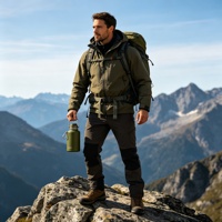 Bouteille d'eau d'extérieur de 1,5 L avec poignée mousqueton pour le camping, la randonnée et l'escalade