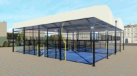 Terrain de padel professionnel avec toit robuste, équipement de terrain de tennis extérieur, terrain de padel panoramique, ensemble complet à vendre