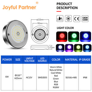 Fuente de agua salada Par56 LED de acero inoxidable 316L Mini Multicolor de buena calidad, luces subacuáticas para piscinas - Product Image 3