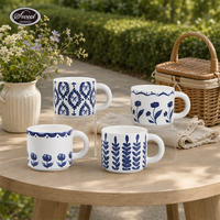 Ensemble de tasses à café en céramique peintes à la main avec soucoupe, design classique SWT, résistant au lave-vaisselle et au micro-ondes, cadeau mignon pour la maison ou le bureau
