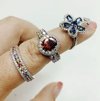 Vente en gros Fashion Colorful Zirconia Promise Engagement Bridal Wedding Rings personnalité retro superflash mosan diamond ring