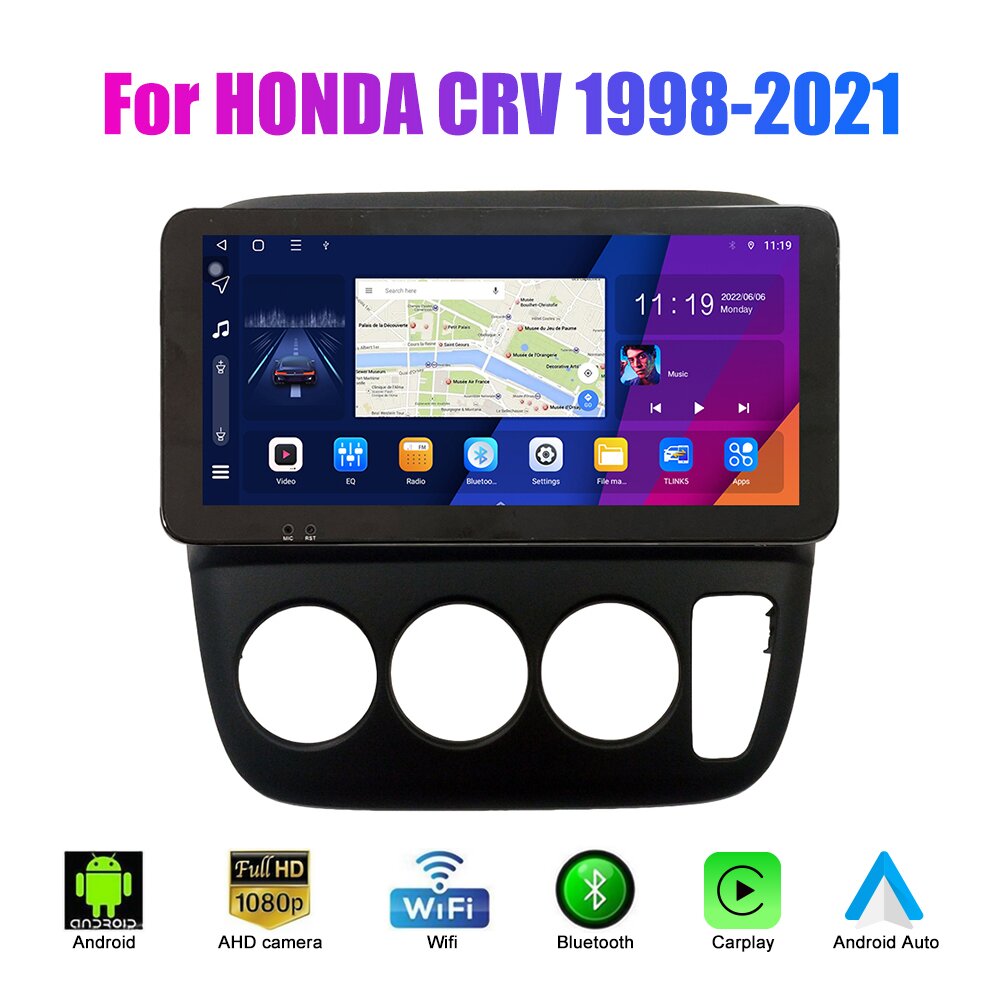 Hikity Android 15 Car Stereo For Honda CRV 1997-2001 - 9" Touchscreen With Wireless CarPlay & Android Auto