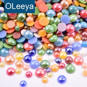 Perles demi-rondes en céramique OLeeya en gros, perles thermocollantes pour vêtements et t-shirts - Product Image 1