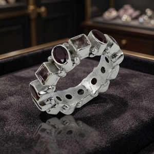 Art Palace Dazzling Amethyst & Garnet Gemstones <b>Silver</b> <b>Ring</b> Hot Fashion Accessory - Product Image 3
