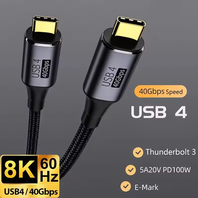 USB4.0 40Gbps Data Cable 5A PD 100W Fast Charging USB C to Type C Cable Support 8K/60Hz for Thunderbolt MacBook Pro Cable