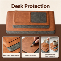 Tapis de souris en cuir PU personnalisé avec logo gravé au laser pour bureau et espace de travail – Vente directe usine pour grossistes