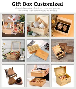 Custom Size Solid Wood Slide Ps Board Transparent Lid Box Wooden Necklace Photo Packaging Wooden Jewelry Box