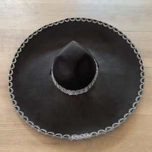 Sombrero de Ala Ancha Negro de Felpa Estilo Mexicano para Adultos, Sombrero de Fiesta, Protección Solar para Otoño e Invierno - Product Image 6