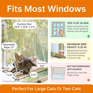 Meuble pour animaux de compagnie : Perchoir balançoire en bois à hauteur réglable avec coussin épais et doux pour grands chats ou deux chatons, idéal pour les bains de soleil quotidiens et les siestes. - Product Image 4