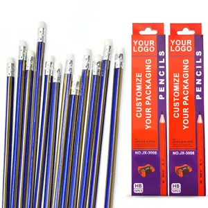 Toptan ucuz standart HB kalemler için silgi kafa kalem ile siyah kurşun HB yazma çizim boyama