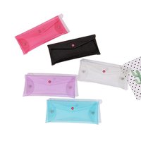 Dompet Vinyl PVC Unisex Portabel, Dapat Digunakan Kembali, Tren Baru, Tas Penyimpanan Uang Kertas, Amplop Transparan, Penutup Kancing, 7