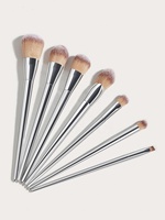 Jeu de pinceaux de maquillage personnalisés 7 pièces pinceaux de maquillage en argent de luxe Kit de pinceaux cosmétiques professionnels