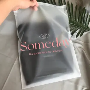 Bolsa de polietileno esmerilada, bolsa de plástico transparente con logotipo personalizado, con cremallera, ropa y zapatos para embalaje de, bajo pedido