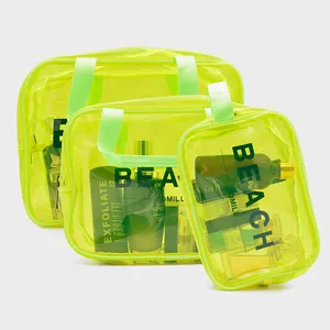 핫 세일 투명 PVC 여행 가방 세트 색상 방수 화장품 가방 로고