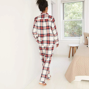 HUOYOUNG Nieuwe collectie flanel geruite overhemden met lange mouwen Familie kerstpyjama mama en ik decoratie nachtjapon tweedelige set - Product Image 3