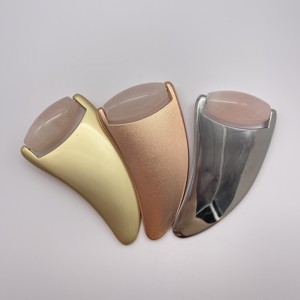 ลูกกลิ้งหินหยกทำจากโลหะผสมสังกะสีสำหรับนวดหน้าทำจากหินหยกสีชมพู - Product Image 6