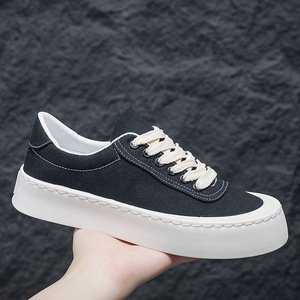 Spring New Hong Kong Style Men's Canvas Lace-Up <strong>Sneakers</strong> Thick <strong>Sole</strong> Casual Shoes - Product Image 3