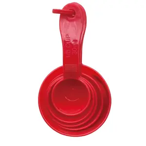 4件塑料彩色厨房测量工具红色量杯和勺子套装用于烹饪和烘烤