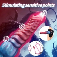 Dildo en silicone à texture unique, forme tentacule de monstre fantaisie extraterrestre, plug anal vibrant et chauffant pour femmes