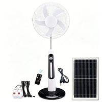 Ventilateur sur pied solaire rechargeable de 18 pouces avec batterie au plomb, chargement USB pour téléphone, télécommande et lumière LED, pour usage domestique et extérieur