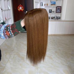 สินค้าขายดี พร้อมส่ง HT-014 สีน้ำตาลอ่อน วิกผมแท้จากรัสเซีย แบบตรง  ฐานไหม  ผิวบางเป็นธรรมชาติ - Product Image 5