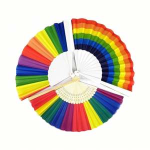 Abanicos Plegables de Bambú Personalizados con Diseño de Arcoíris, Abanicos de Mano de Plástico Coloridos para el Orgullo LGBT, Decoraciones de Boda, Decoraciones para el Hogar, Pintados - Product Image 3
