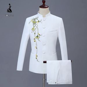 Conjunto de 2 Peças com Bordado Dourado para Homens, Blazer e Calças Tradicionais Chinesas, Traje <span class=keywords><strong>Formal</strong></span> - Product Image 2