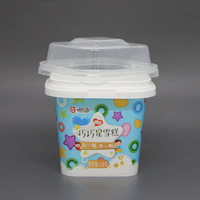 Contenants à yaourt en plastique de 250 ml (9 oz) avec cuillère et couvercle, pots à yaourt inviolables, gobelets à crème glacée en plastique IML