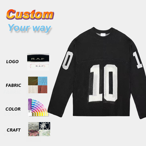 Suéter de ganchillo de punto de <span class=keywords><strong>manga</strong></span> <span class=keywords><strong>larga</strong></span> con cuello redondo y logotipo de diseño de <span class=keywords><strong>invierno</strong></span> personalizado para <span class=keywords><strong>hombre</strong></span>, Jersey de malla de punto - Product Image 1