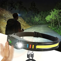 Lampes frontales rechargeables multifonctionnelles XPE+COB, lampe frontale de haute qualité avec affichage numérique et capteur pour le camping en plein air