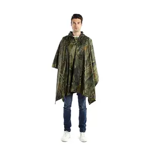 Multi-função Olive Green Square Raincoat Rain Ponchos For Hiking