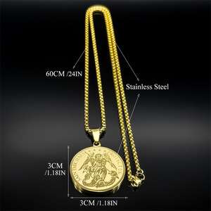 Herren-Mode Edelstahl Christo-Anhänger Halskette Silber Gold Plattiert Wasserdichter Schmuck für Tägliches Tragen - Product Image 5