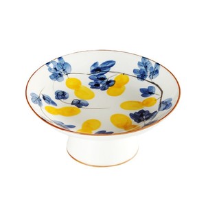 Plato de servir de cerámica con pedestal, redondo, pintado a mano con motivos vegetales, estilo oriental, para uso doméstico. - Product Image 5