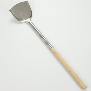 Utensilios de cocina de acero inoxidable para restaurante DFT1115 con espátula de mango de madera y volteador para freír con mango de madera - Product Image 1