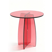 Table d'appoint décorative en acrylique rose, ronde, moderne, minimaliste, gain de place, pour salon, personnalisable, directement de l'usine