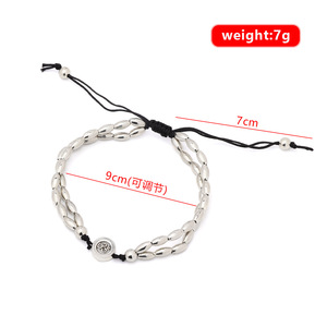 สร้อยข้อเท้าโลหะผสมสไตล์โบฮีเมียนลายออม ชุบเงินโบราณ เครื่องประดับชายหาดสำหรับทุกเพศ - Product Image 4